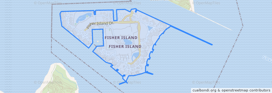 Mapa de ubicacion de Fisher Island.