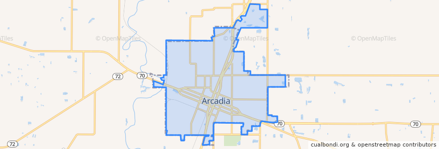 Mapa de ubicacion de Arcadia.