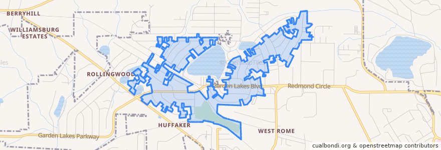 Mapa de ubicacion de Garden Lakes, City of Rome.