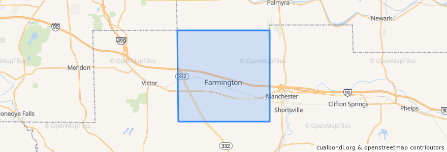 Mapa de ubicacion de Farmington Town.