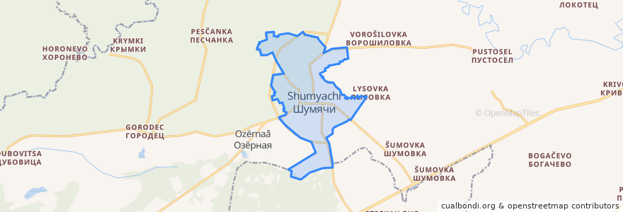 Mapa de ubicacion de Шумячское городское поселение.