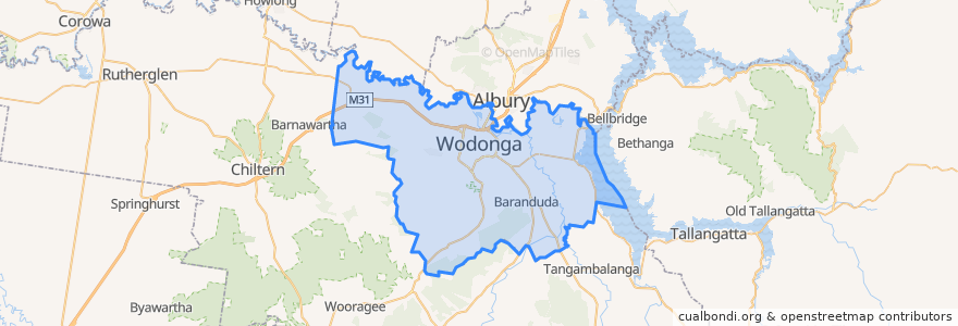 Mapa de ubicacion de City of Wodonga.