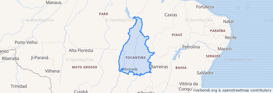 Mapa de ubicacion de Tocantins.