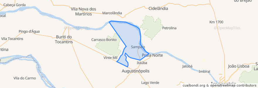 Mapa de ubicacion de Sampaio.