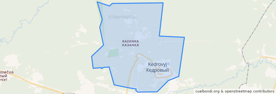 Mapa de ubicacion de городской округ Кедровый.