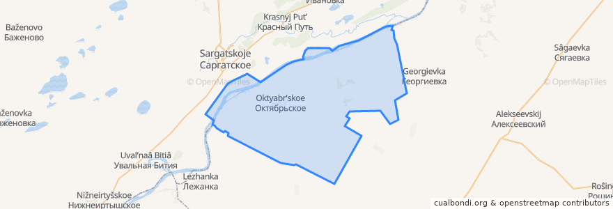 Mapa de ubicacion de Октябрьское сельское поселение.