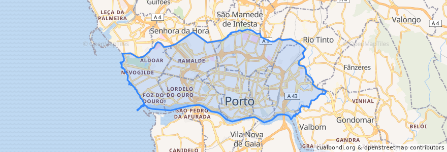 Mapa de ubicacion de Porto.