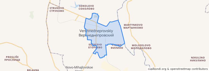 Mapa de ubicacion de Верхнеднепровское городское поселение.