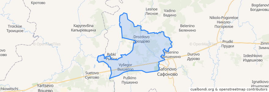 Mapa de ubicacion de Вышегорское сельское поселение.