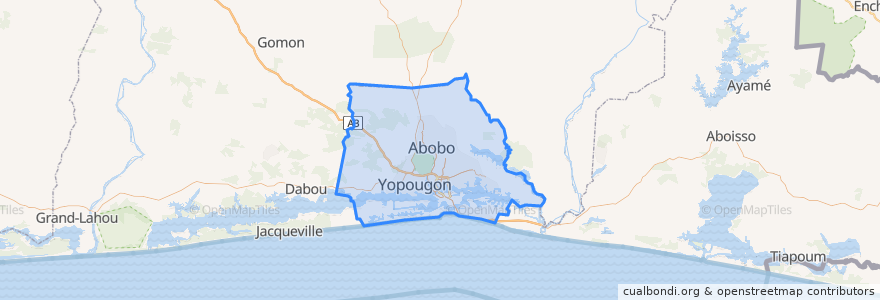 Mapa de ubicacion de Abidjan.