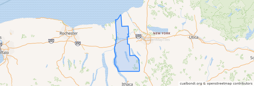 Mapa de ubicacion de Cayuga County.