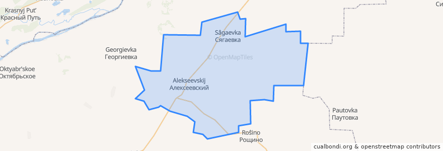 Mapa de ubicacion de Алексеевское сельское поселение.