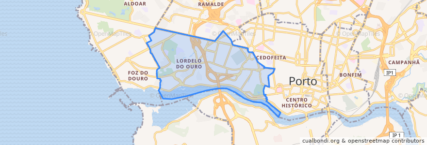 Mapa de ubicacion de Lordelo do Ouro e Massarelos.