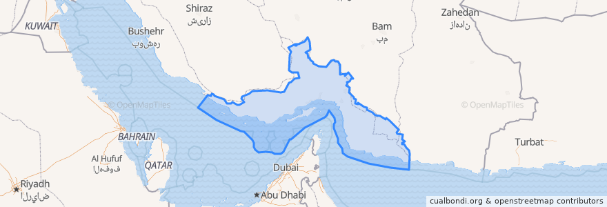 Mapa de ubicacion de Hormozgan.