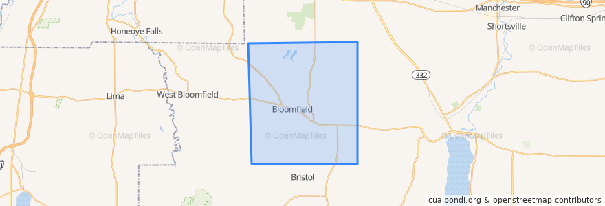 Mapa de ubicacion de East Bloomfield Town.