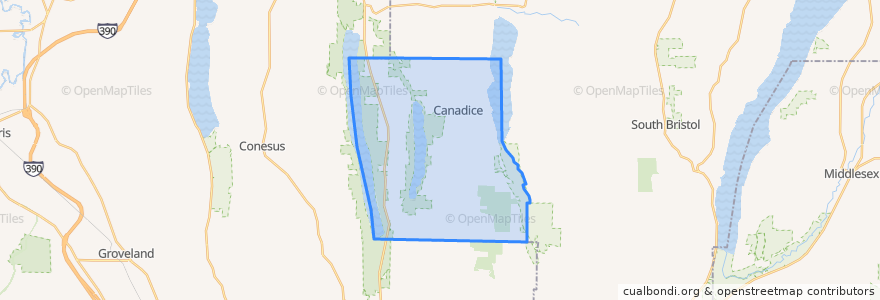 Mapa de ubicacion de Canadice Town.