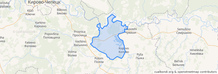 Mapa de ubicacion de Коныпское сельское поселение.