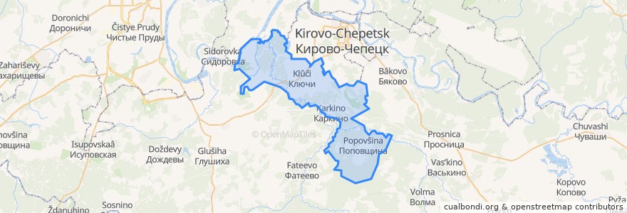 Mapa de ubicacion de Чепецкое сельское поселение.