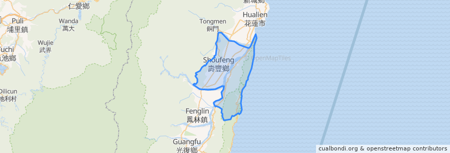 Mapa de ubicacion de Shoufeng.