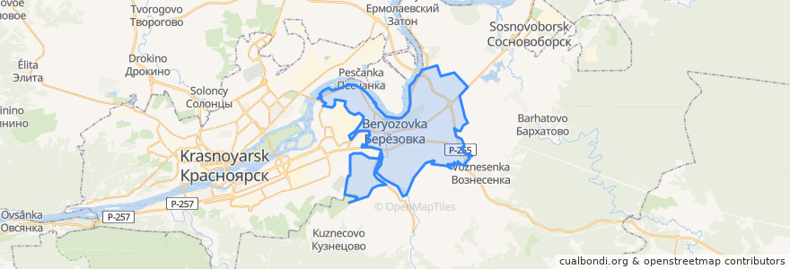 Mapa de ubicacion de городское поселение Берёзовка.