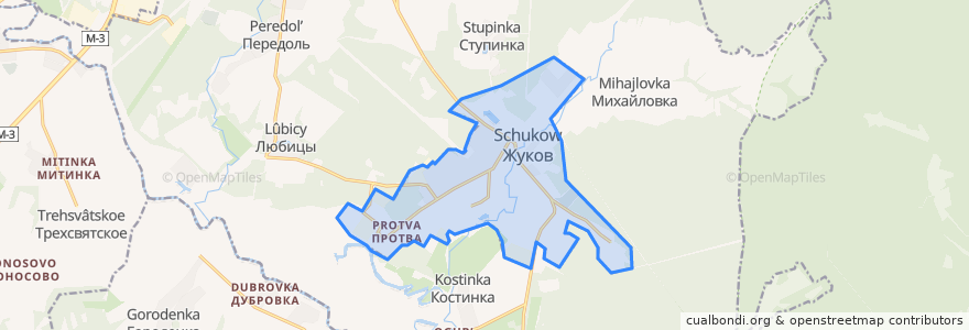 Mapa de ubicacion de городское поселение Жуков.