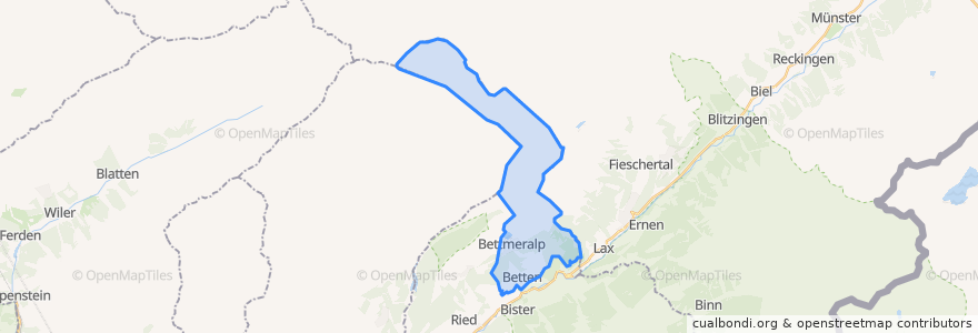 Mapa de ubicacion de Bettmeralp.