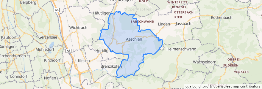 Mapa de ubicacion de Oberdiessbach.