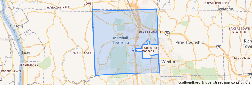 Mapa de ubicacion de Marshall Township.