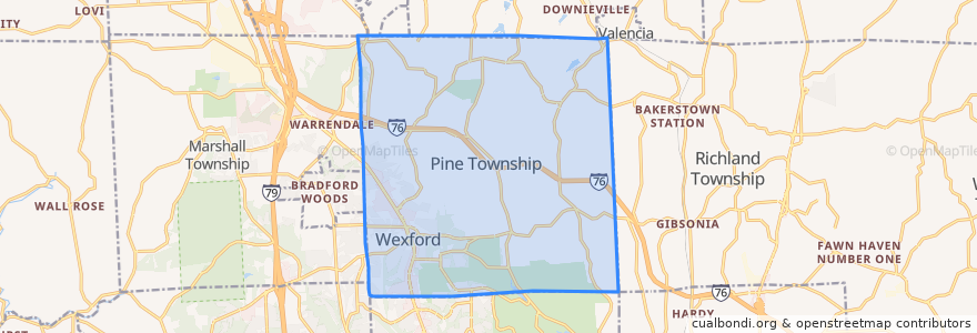 Mapa de ubicacion de Pine Township.