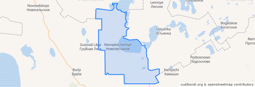 Mapa de ubicacion de Новопесчанский сельсовет.