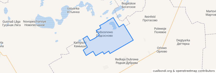 Mapa de ubicacion de Подсосновский сельсовет.