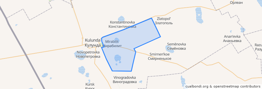 Mapa de ubicacion de Мирабилитский сельсовет.