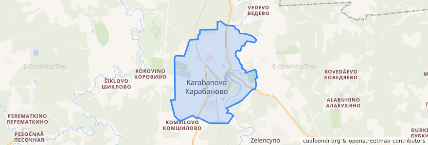 Mapa de ubicacion de городское поселение Карабаново.