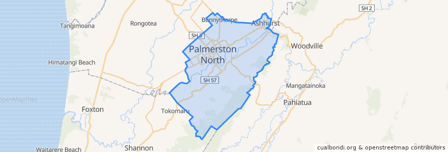 Mapa de ubicacion de Palmerston North City.