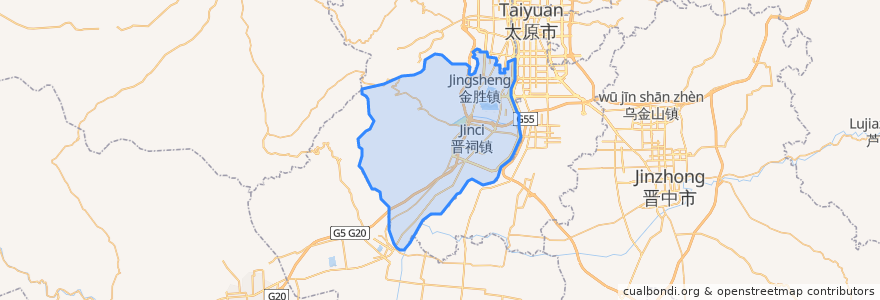 Mapa de ubicacion de 晋源区.