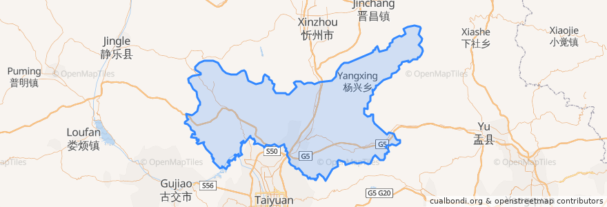 Mapa de ubicacion de Yangqu County.