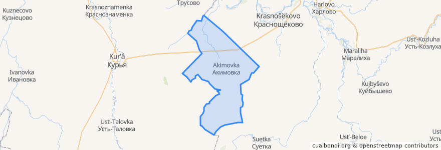 Mapa de ubicacion de Акимовский сельсовет.