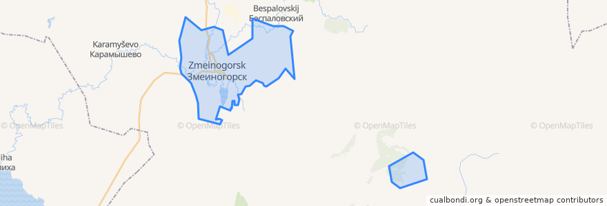 Mapa de ubicacion de городское поселение Змеиногорск.