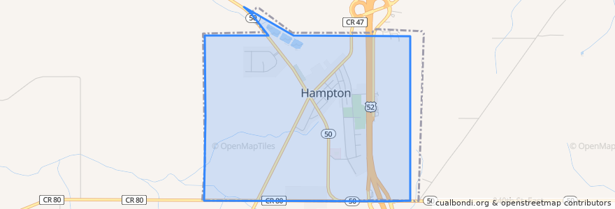 Mapa de ubicacion de Hampton.