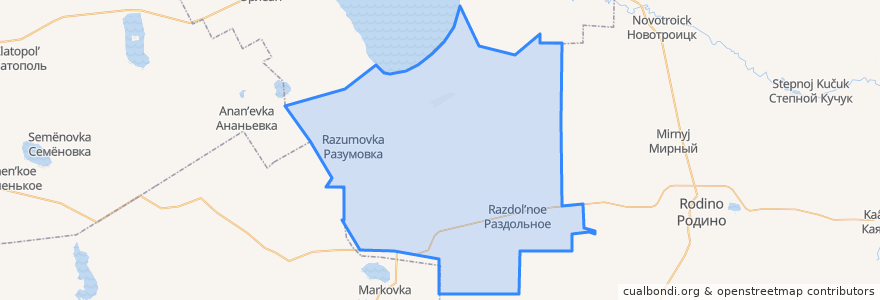 Mapa de ubicacion de Раздольненский сельсовет.