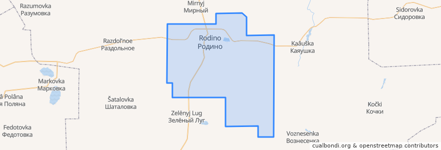 Mapa de ubicacion de Родинский сельсовет.