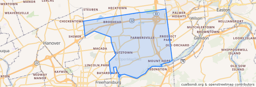 Mapa de ubicacion de Bethlehem Township.