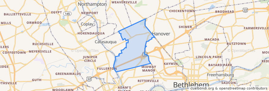 Mapa de ubicacion de Hanover Township.