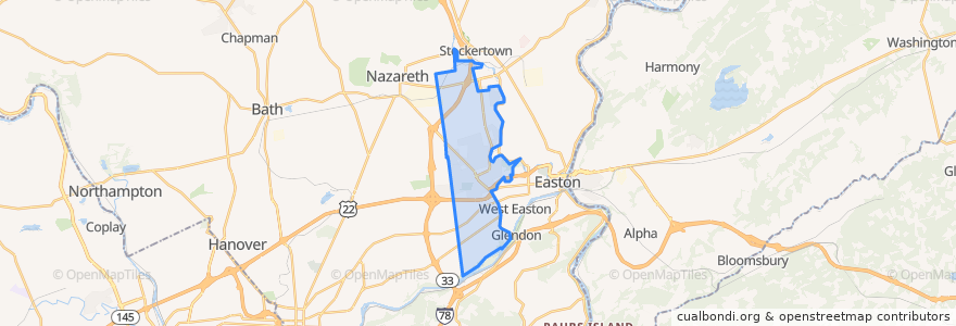 Mapa de ubicacion de Palmer Township.