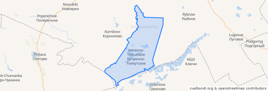 Mapa de ubicacion de Телеутский сельсовет.