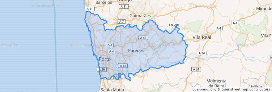 Mapa de ubicacion de Oporto.