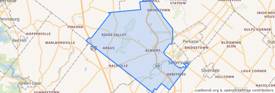 Mapa de ubicacion de West Rockhill.