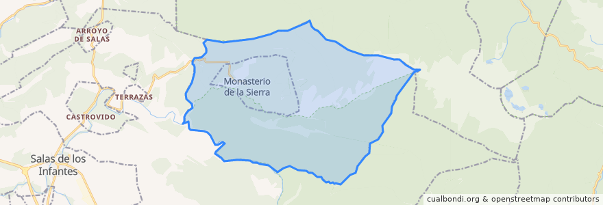 Mapa de ubicacion de Ledanía de Castrillo de la Reina, Hacinas, Monasterio de la Sierra y Castrovido.