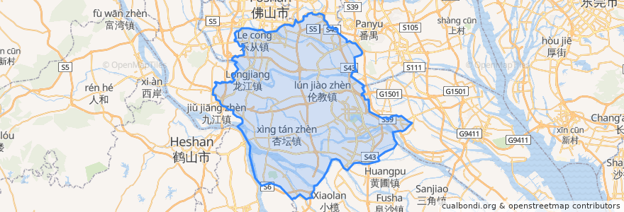 Mapa de ubicacion de District de Shunde.