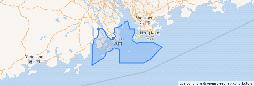 Mapa de ubicacion de Zhuhai.